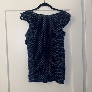 Loft navy ruffled blouse